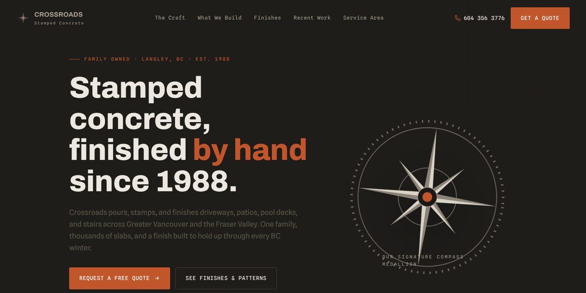 Crossroads Stamped Concrete website design concept