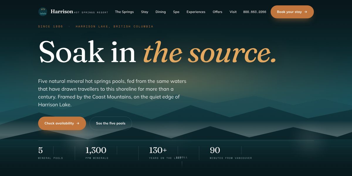 Harrison Hot Springs Resort & Spa website design concept