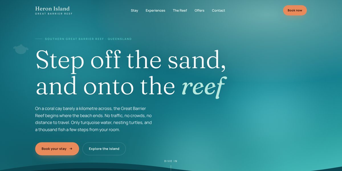 Heron Island Resort website design concept