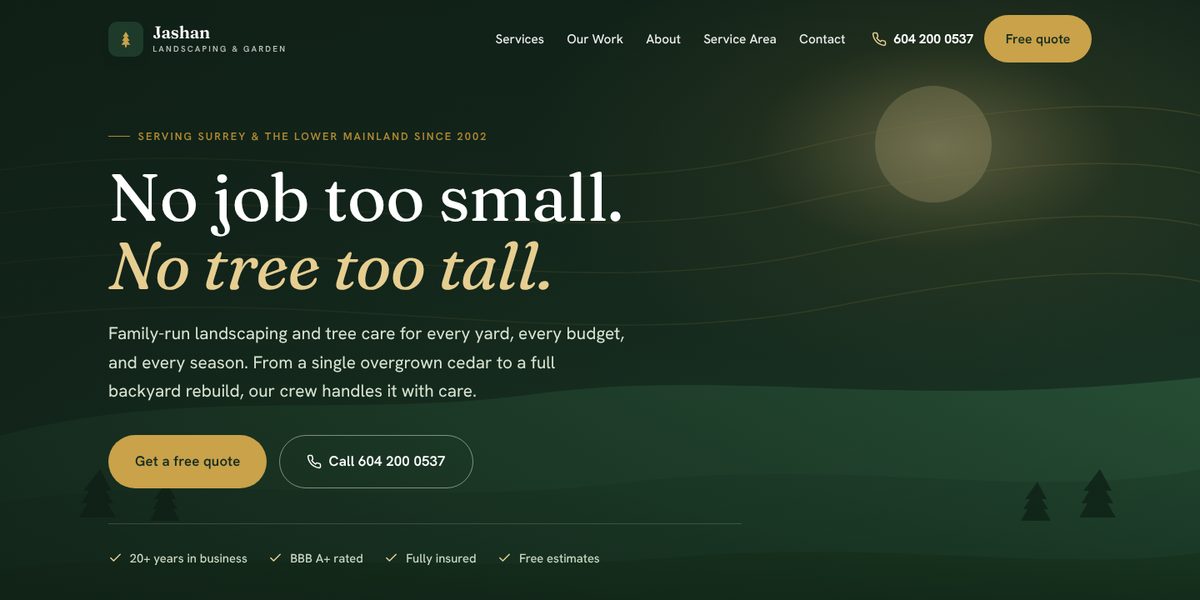 Jashan Landscaping & Garden website design concept