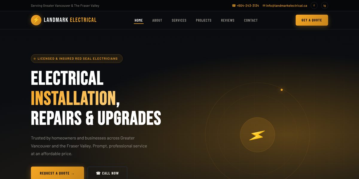 Landmark Electrical website design concept