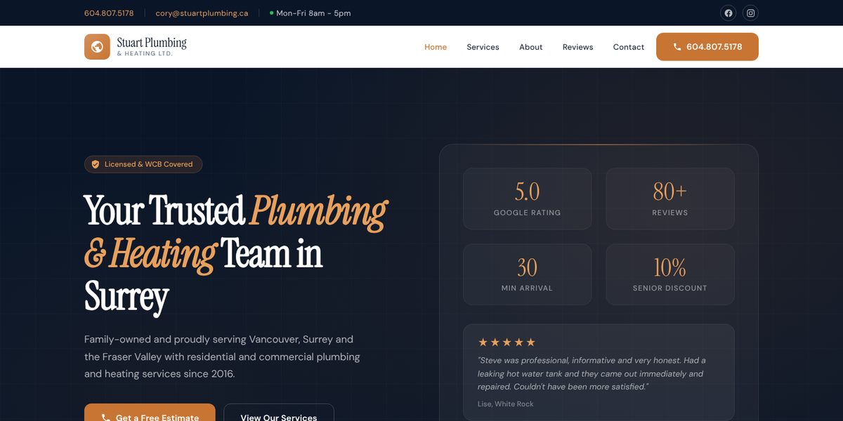 Stuart Plumbing & Heating website design concept