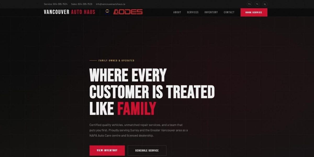 Vancouver Auto Haus website design concept